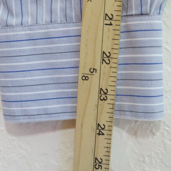 Van Heusen* Men's Long Sleeve Button Down Curved Hem Pinstripe Dress Shirt~Large - Picture 8 of 10
